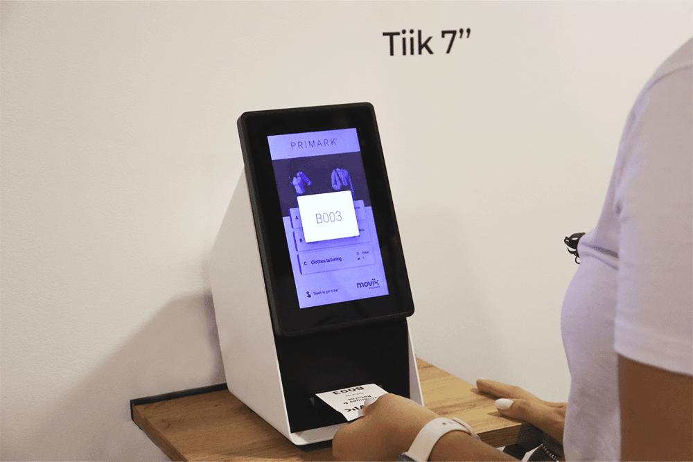 Tiik 7" is a powerful yet space-saving queue management kiosk