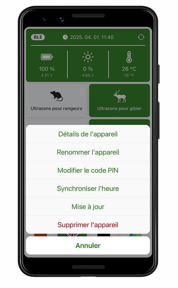 Réglages application