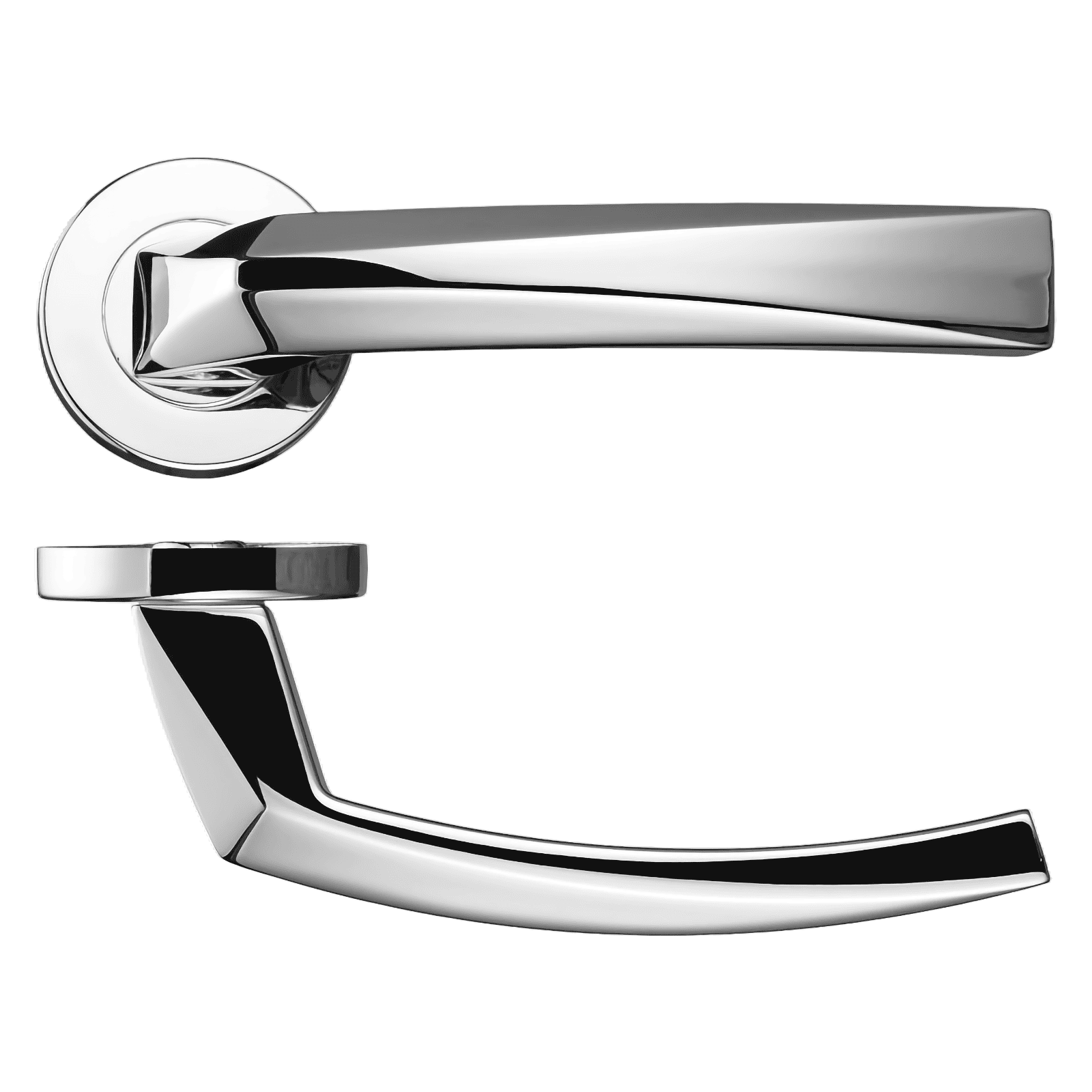 Hydra Lever Push on Round Rose ​Polished Chrome