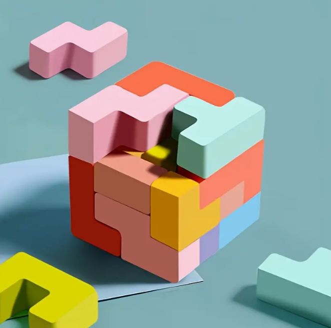 3D дървен пъзел „Тетрис“