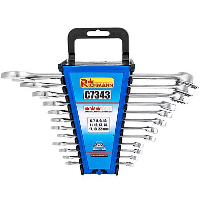 Set of combination wrenches on a plastic panel 6–22 mm 12 pieces Richmann C7343