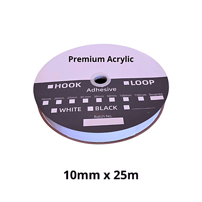 10mm x 25m Hook & Loop Premium Acrylic Adhesive
