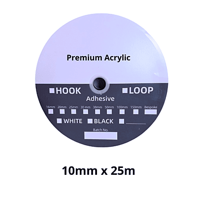 10mm x 25m Hook & Loop Premium Acrylic Adhesive