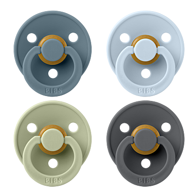 BIBS Pacifier Colour 4 PACK Latex Size 1 Petrol/Sage/Baby Blue/Iron