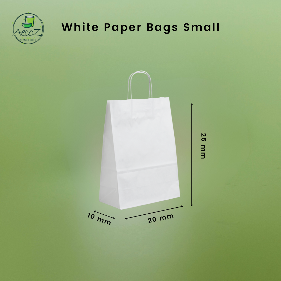 White Paper Bags Small - Box White Paper Bags Small - Box