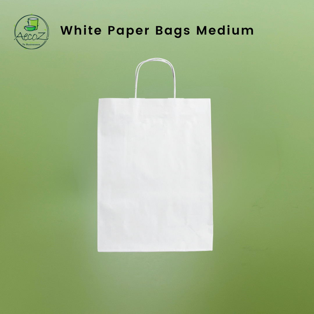 White Paper Bags Medium - Box White Paper Bags Medium - Box