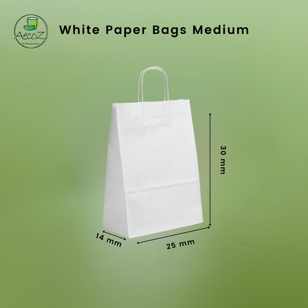 White Paper Bags Medium - Box White Paper Bags Medium - Box