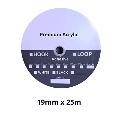 19mm x 25m Hook & Loop Premium Acrylic Adhesive