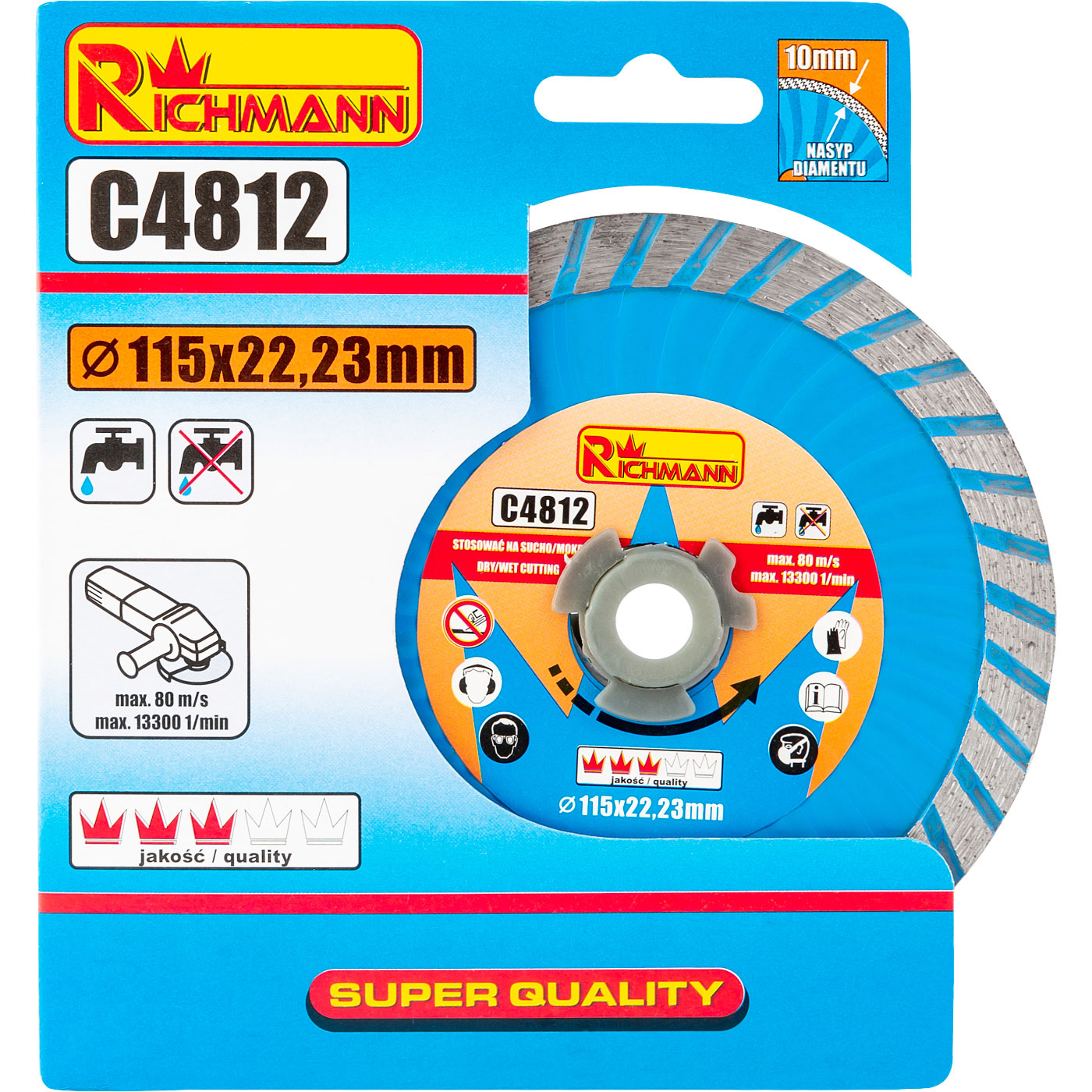 Turbo wave diamond disc blade 115x22.2 wet & dry cutting  RICHMANN C4812)