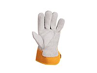 Leather gloves with plyester back G73545