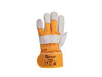 Leather gloves with plyester back G73545