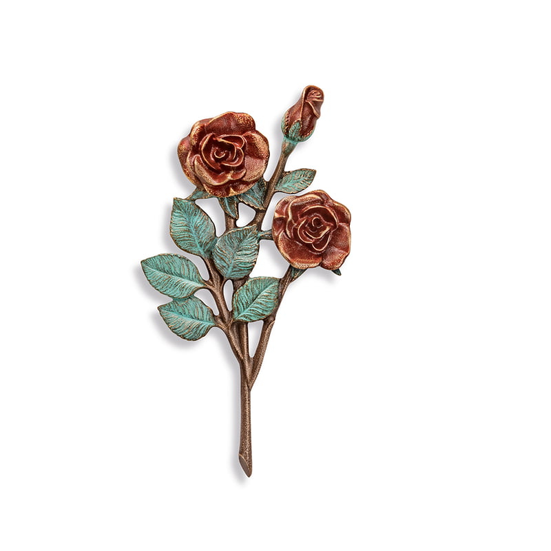 Bronzen Roos groen en rood Bronzen Roos groen en rood