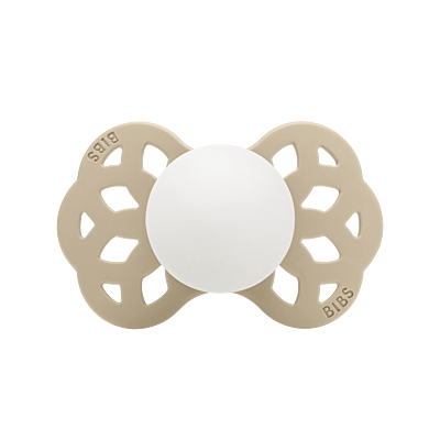 BIBS Pacifier Infinity Symmetrical Silicone Size 1 Vanilla GLOW