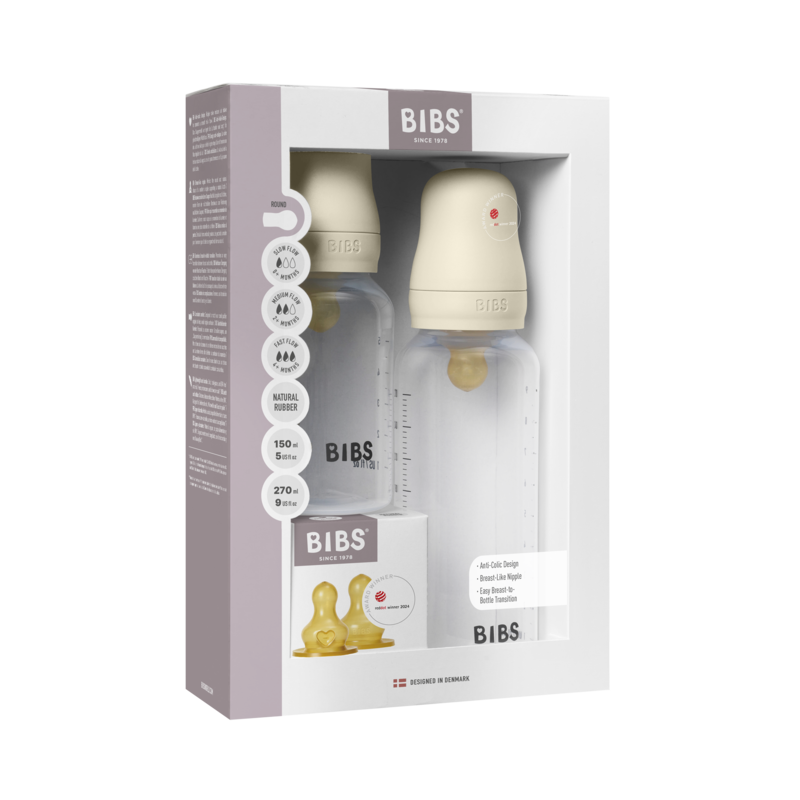 Bibs Grow and Flow Baby Bottle Round Latex Set 150ml/270ml Ivory Bibs Grow and Flow Baby Bottle Round Latex Set 150ml/270ml Ivory