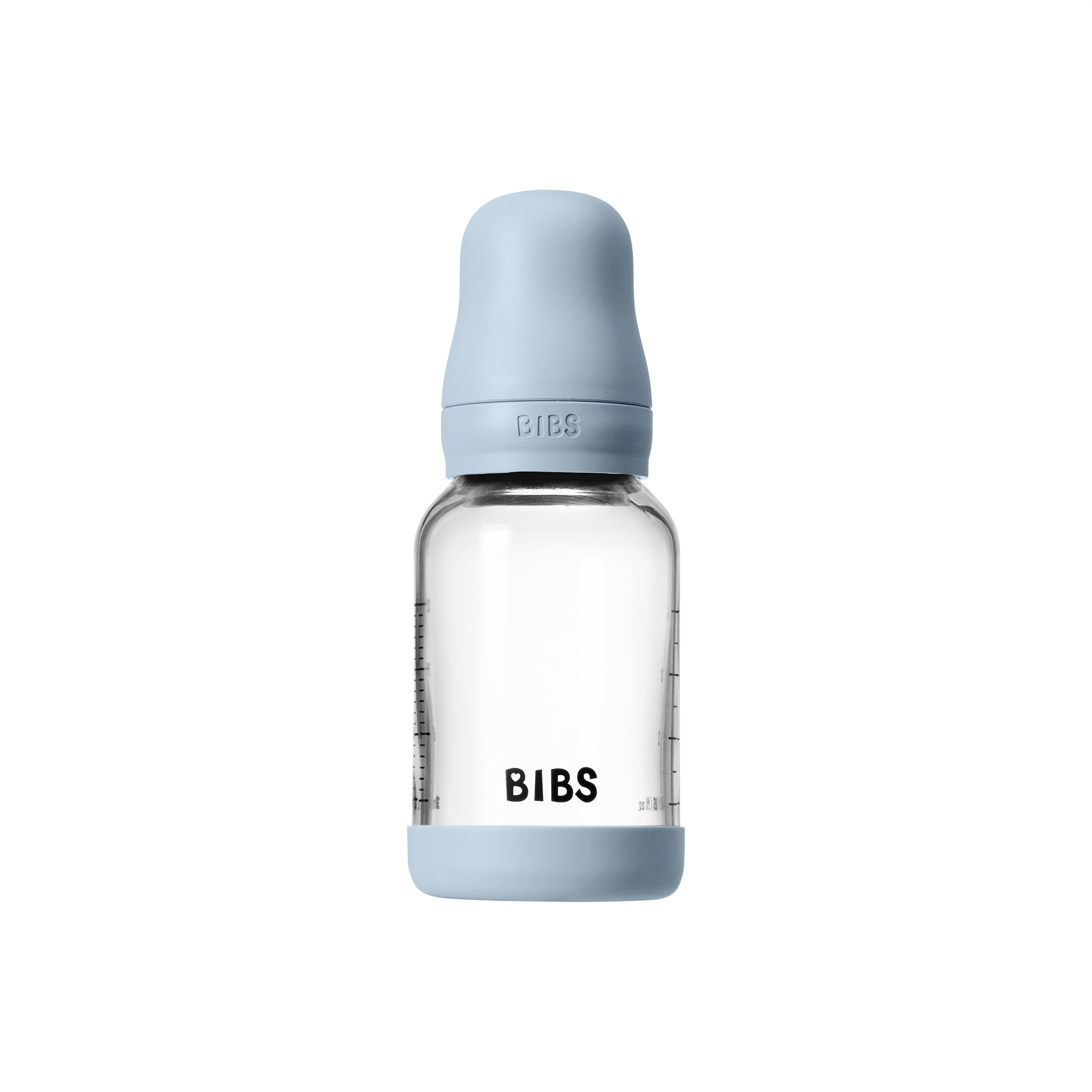 Bibs Glass Baby Bottle Round Latex 1 pack 120ml Slow Flow  Baby Blue