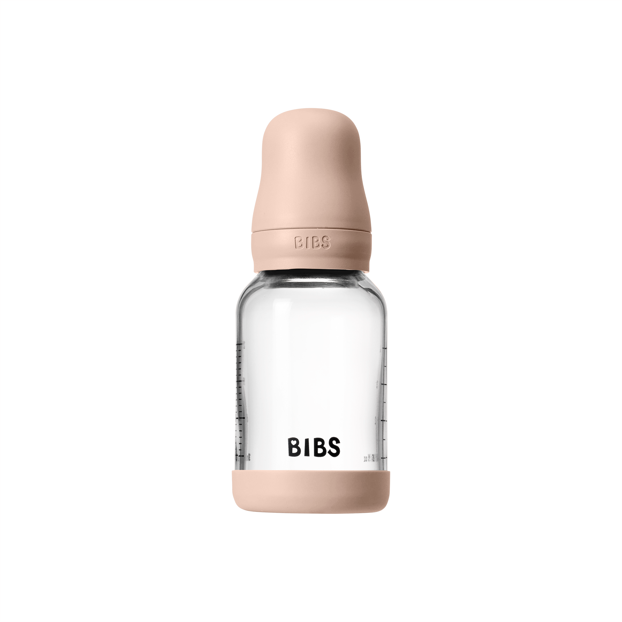 Bibs Glass Baby Bottle Round Latex 1 pack 120ml Slow Flow Blush