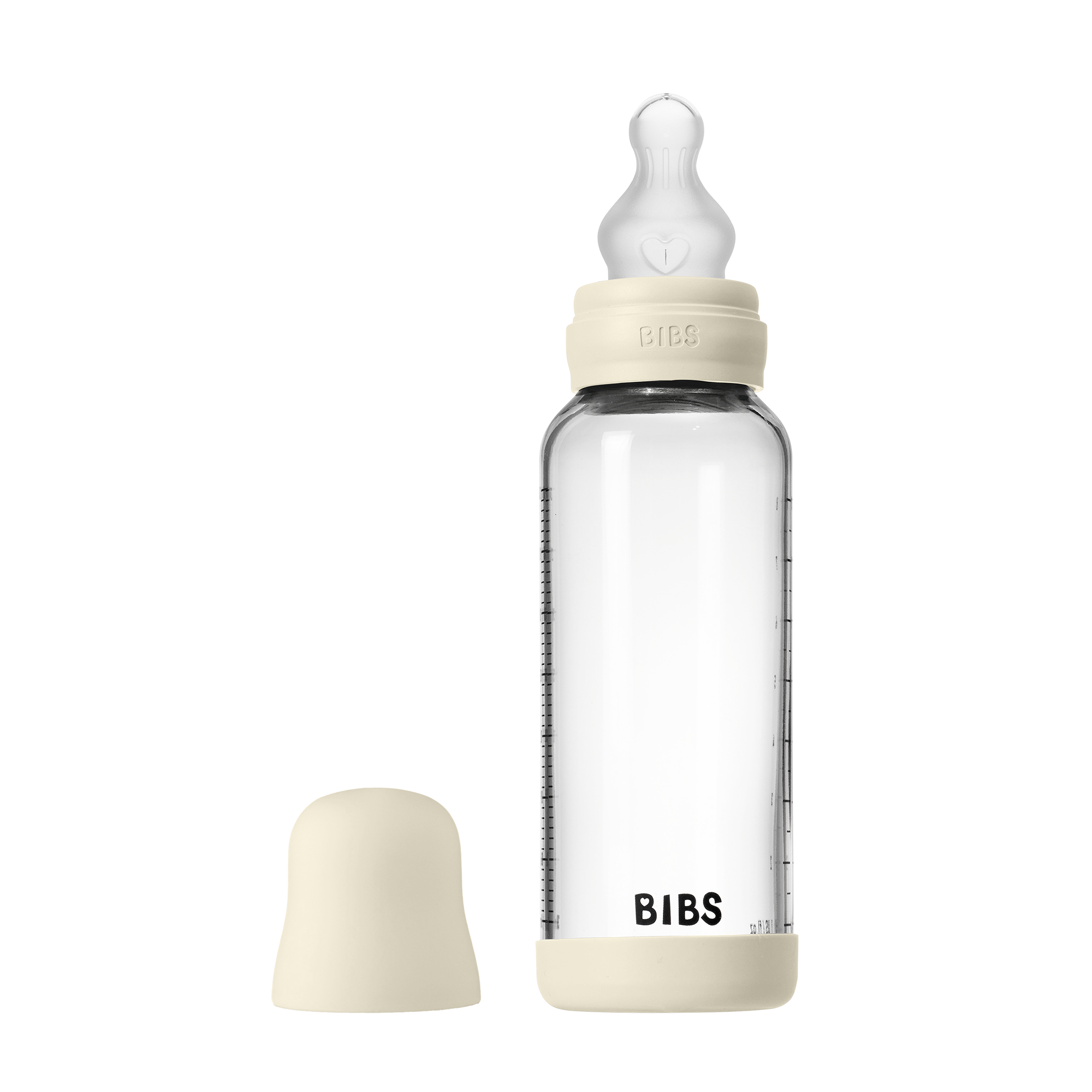 Bibs Baby Glass Bottle Round Silicone 1 pack 240ml Medium Flow Ivory Bibs Baby Glass Bottle Round Silicone 1 pack 240ml Medium Flow Ivory