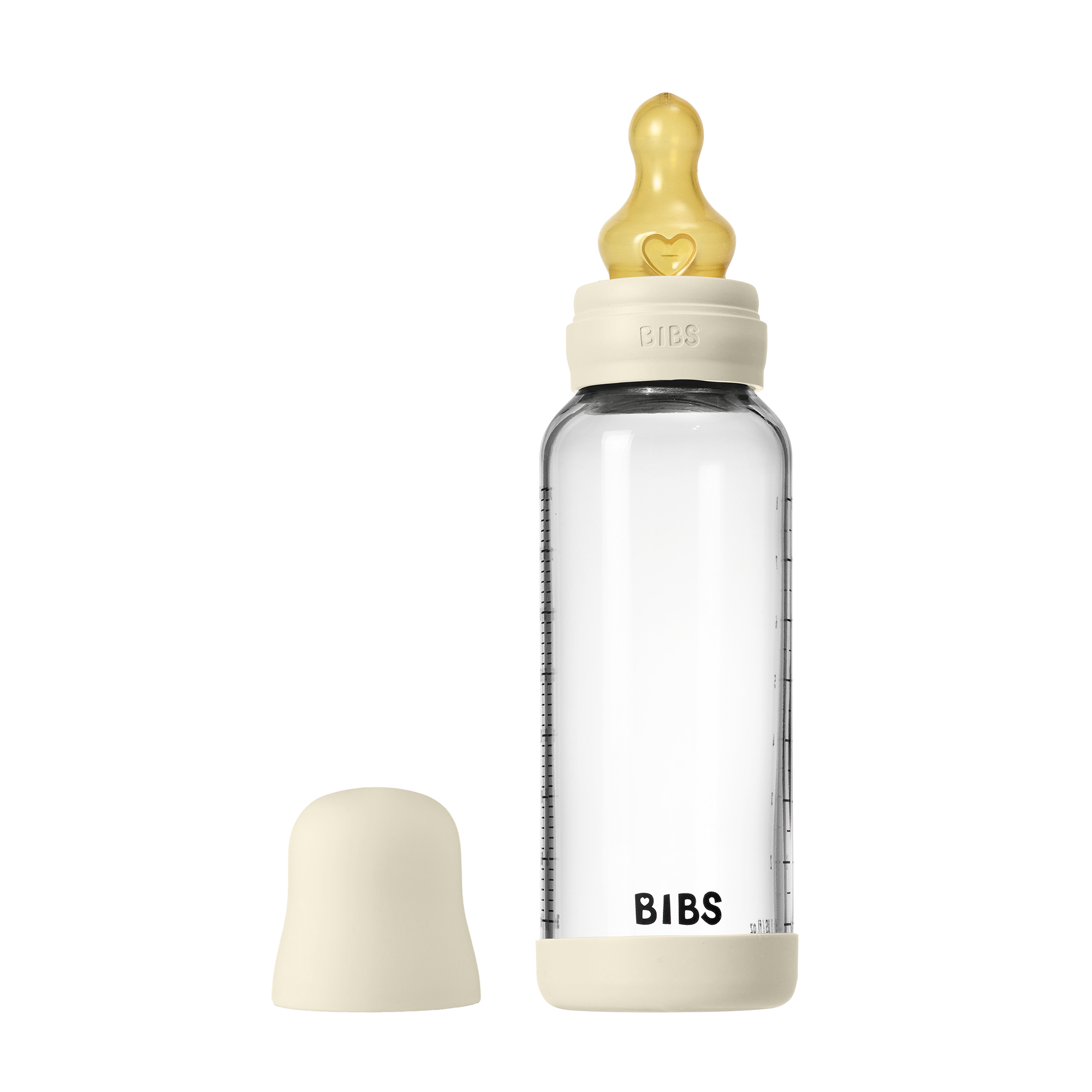 Bibs Baby Glass Bottle Round Latex 1 pack 240ml Medium Flow Ivory Bibs Baby Glass Bottle Round Latex 1 pack 240ml Medium Flow Ivory