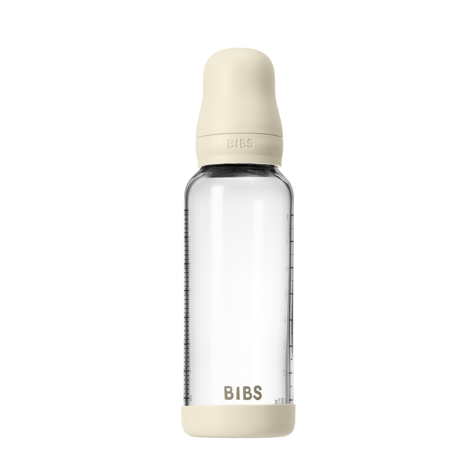 Bibs Baby Glass Bottle Round Silicone 1 pack 240ml Medium Flow Ivory Bibs Baby Glass Bottle Round Silicone 1 pack 240ml Medium Flow Ivory
