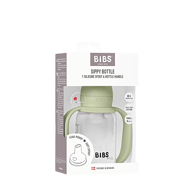 BIBS Baby Sippy Bottle Spout Silicone 1 pack 150ml Sage BIBS Baby Sippy Bottle Spout Silicone 1 pack 150ml Sage