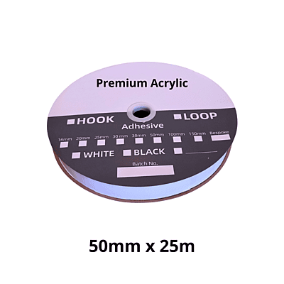 50mm x 25m Hook & Loop Premium Acrylic Adhesive