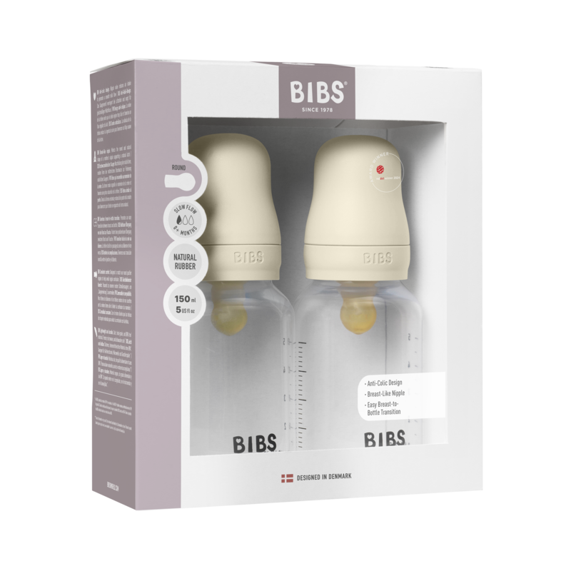 Bibs Baby Bottle Round Latex 2 pack 150ml Slow Flow Ivory Bibs Baby Bottle Round Latex 2 pack 150ml Slow Flow Ivory