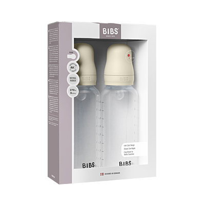 Bibs Baby Bottle Round Silicone 2 pack 270ml Medium Flow Ivory Bibs Baby Bottle Round Silicone 2 pack 270ml Medium Flow Ivory