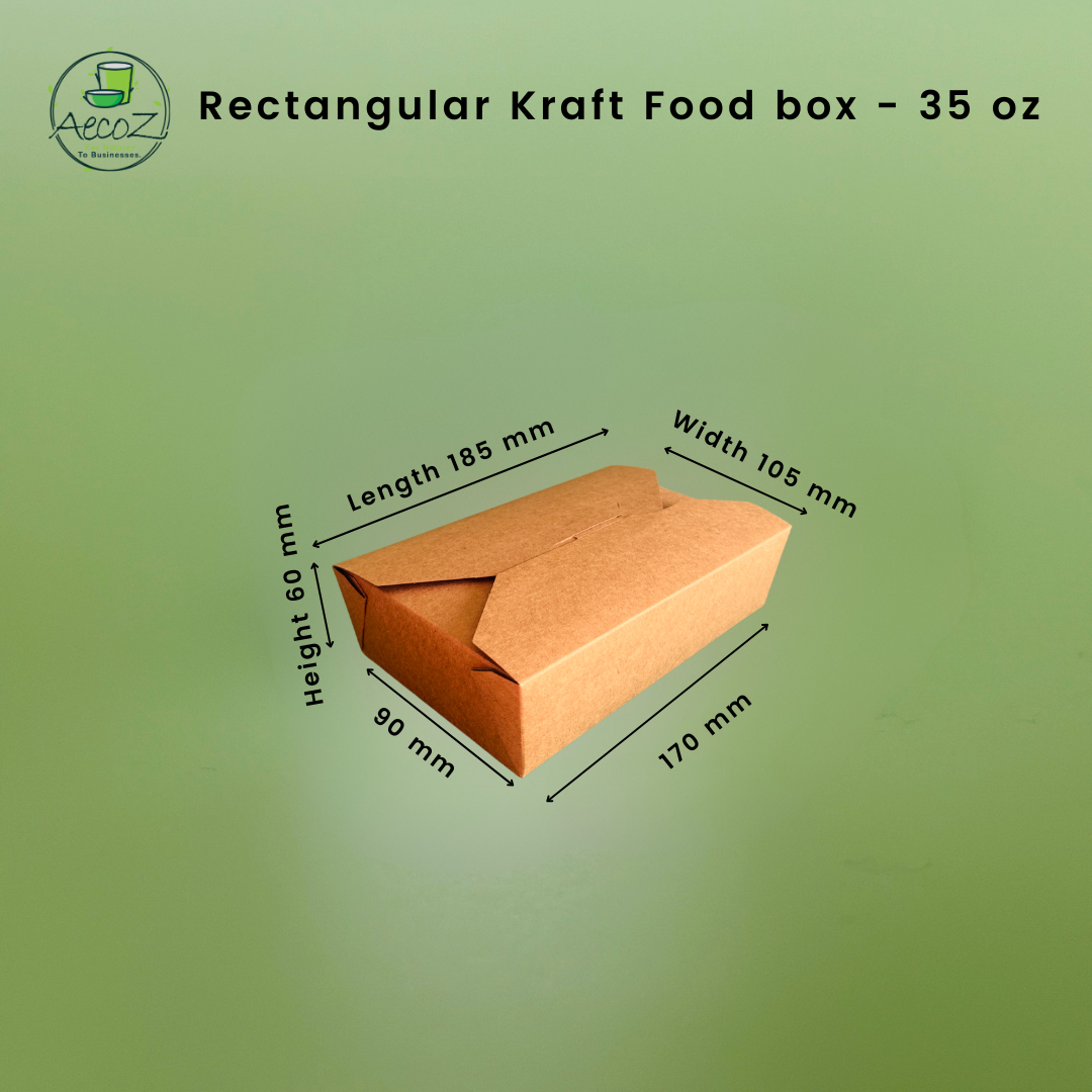Kraft Food box Rectangular - 1000 ml/36 oz/1 ltr - Box Kraft Food box Rectangular - 1000 ml/36 oz/1 ltr - Box