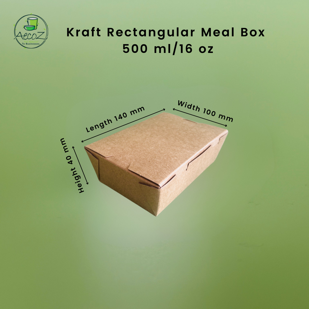 Kraft Rectangular Meal Box - 500 ml/16 oz - Box