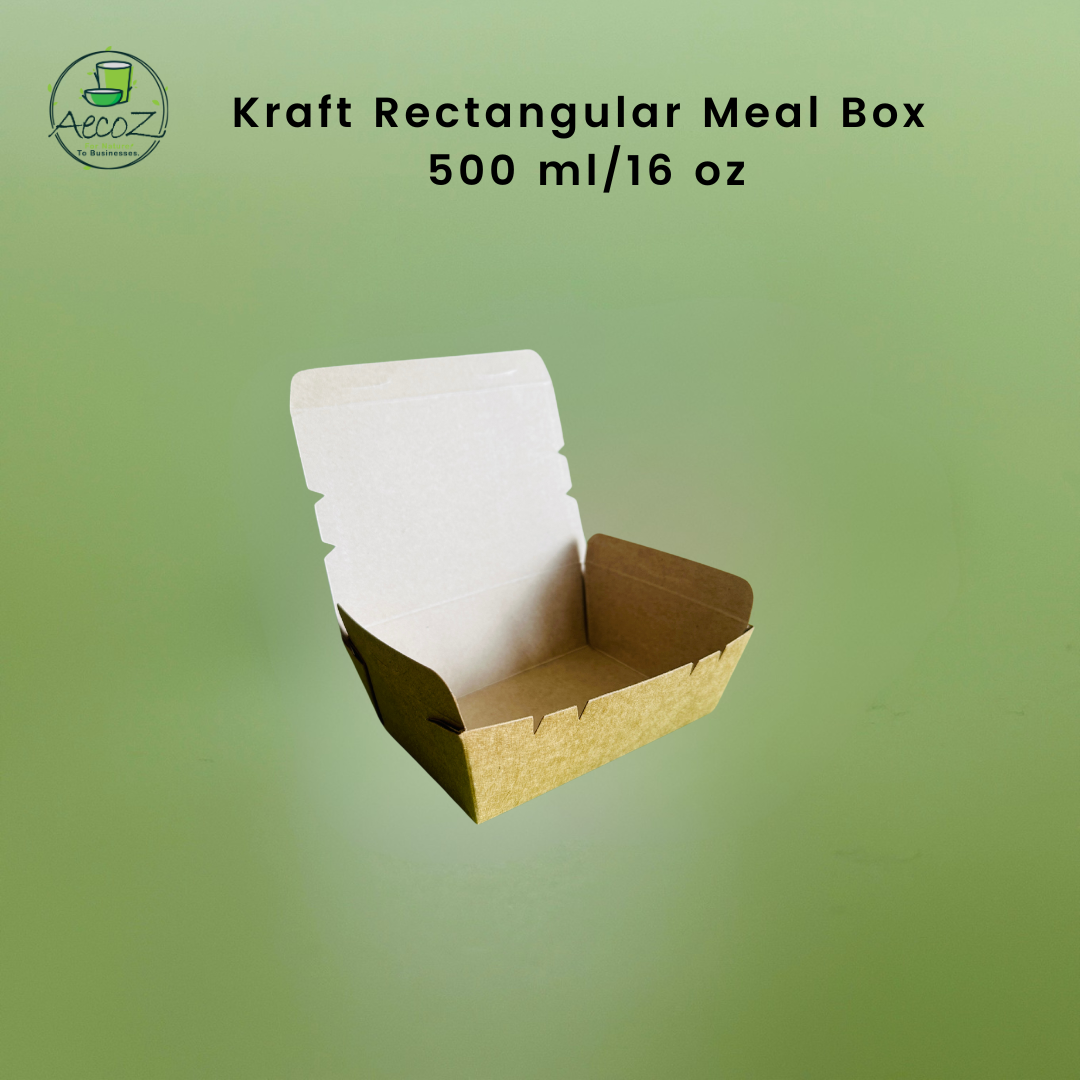 Kraft Rectangular Meal Box - 500 ml/16 oz - Box