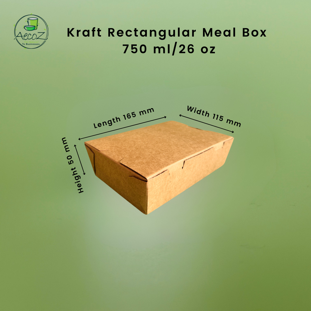 Kraft Rectangular Meal Box - 750ml/24 oz - Box Kraft Rectangular Meal Box - 750ml/24 oz - Box