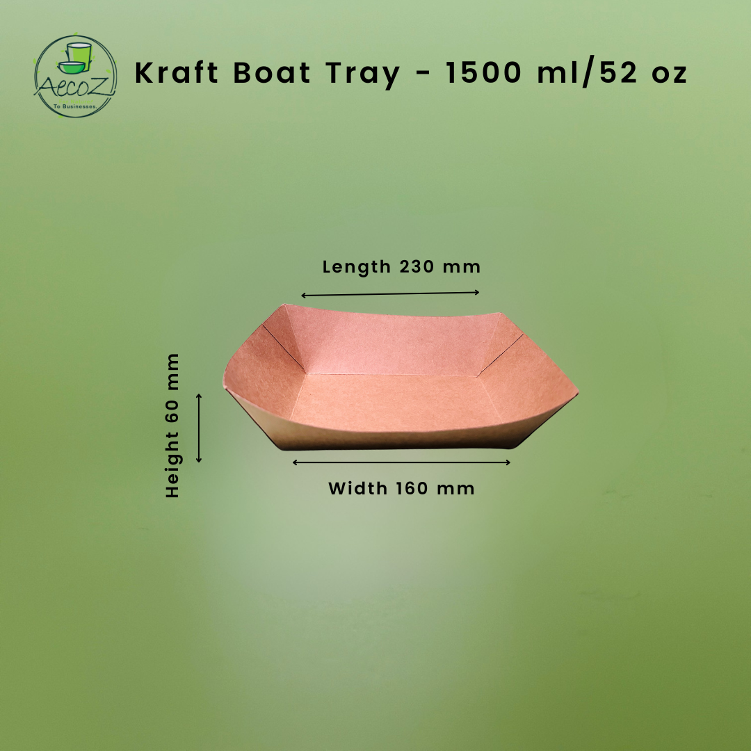 Kraft Boat Tray- 1500ml/52 oz - Box Kraft Boat Tray- 1500ml/52 oz - Box