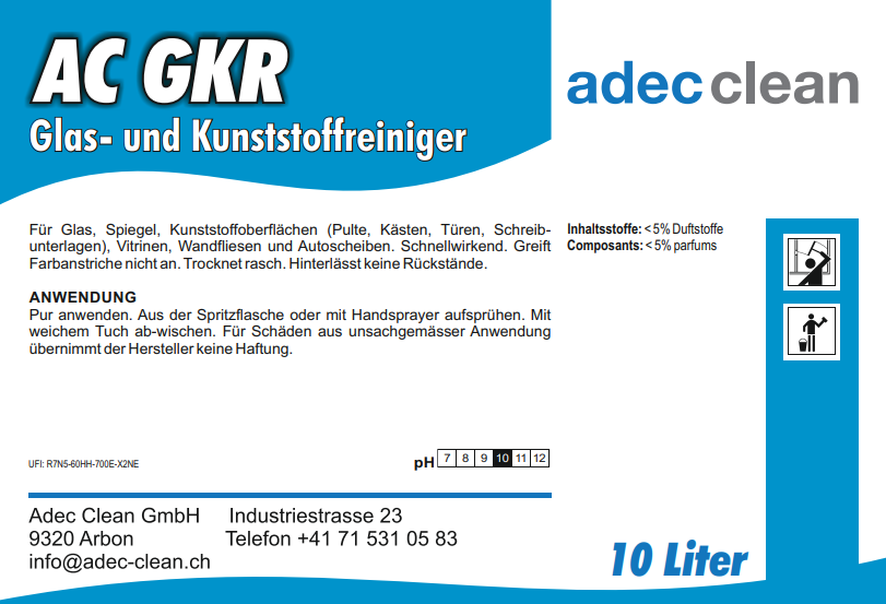 AC GKR | Glas- und Kunststoffreiniger | 10 Liter