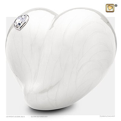 Mini LoveHeart Urn Wit Gemarmerd Swarovski Mini LoveHeart Urn Wit Gemarmerd Swarovski
