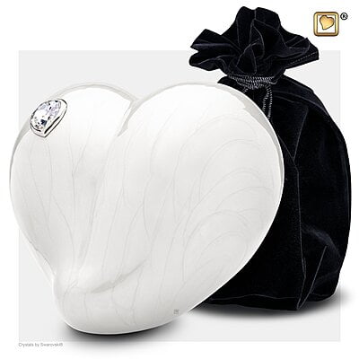 Grote LoveHeart Urn Wit Gemarmerd Swarovski