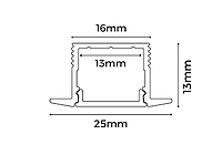 ALS Led Profile Recessed 13mm Black 2m ALS Led Profile Recessed 13mm Black 2m