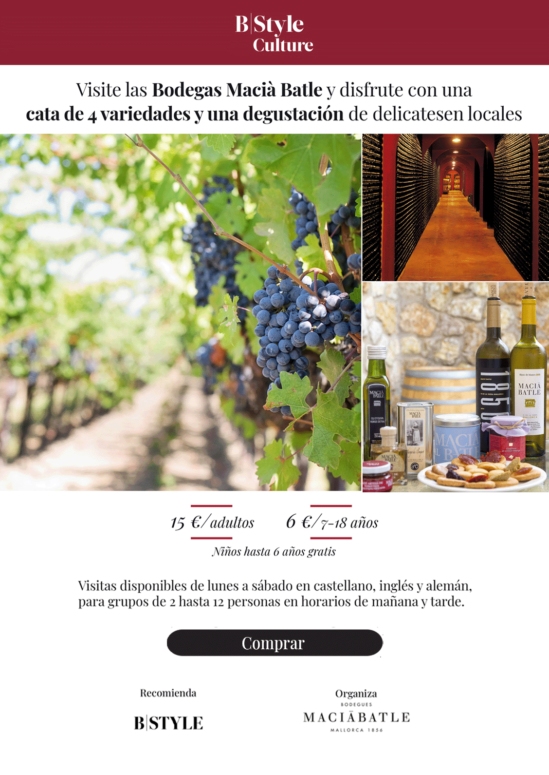 6 botellas de vino tinto Macià Batle “1856”, añada 2019 6 botellas de vino tinto Macià Batle “1856”, añada 2019