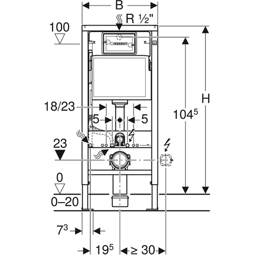 Geberit DuofixBasic elements sienas tualetes podam, 112 cm, ar Delta 12 cm zemapmetuma skalojamo tvertni Geberit DuofixBasic elements sienas tualetes podam, 112 cm, ar Delta 12 cm zemapmetuma skalojamo tvertni
