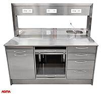 414 - Banco di lavoro inox con sovrastruttura, dim. 1660x1400x890+720mm 414 - Banco di lavoro inox con sovrastruttura, dim. 1660x1400x890+720mm