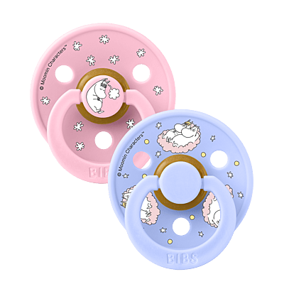 BIBS x Moomin Pacifier Colour 2 PACK Dreaming Latex Size 1 Baby Pink mix