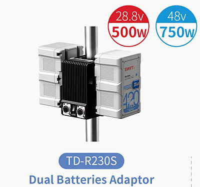 TD-R230S | 750W Super High load 48V/24V  Flexible Stand-mounted Adaptor for dual batterieS, V-mount TD-R230S | 750W Super High load 48V/24V  Flexible Stand-mounted Adaptor for dual batterieS, V-mount