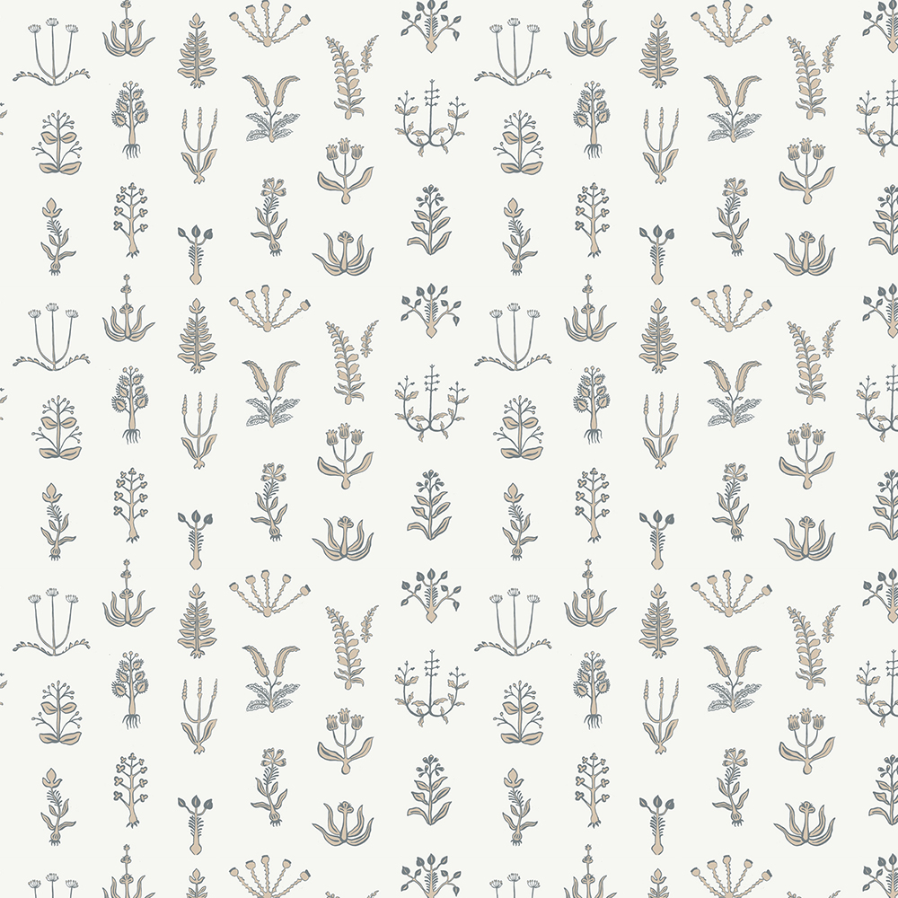 Floral Spot Wallpaper - Bude Blue - Cromwell Stone - Hilles White Floral Spot Wallpaper - Bude Blue - Cromwell Stone - Hilles White