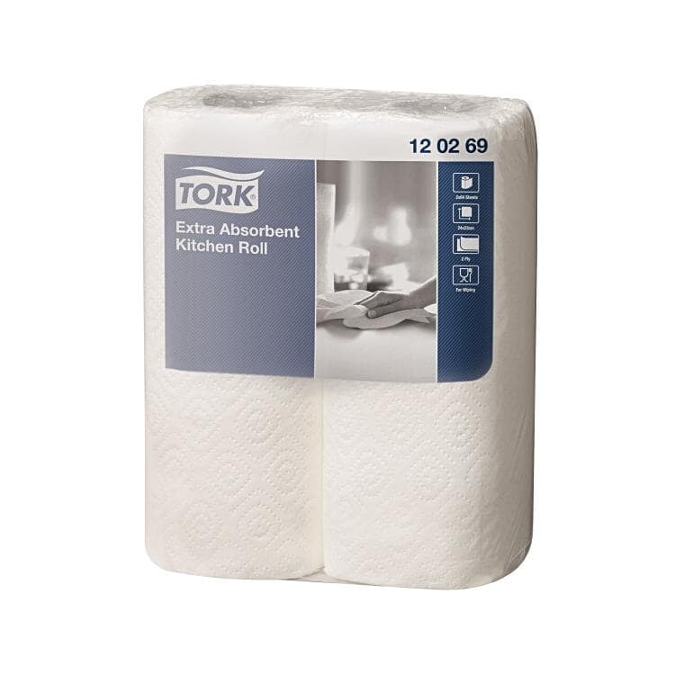 Tork Küchenrolle | 2-lagig | 64 Blatt | Sack à 12 × 2 = 24 Rollen