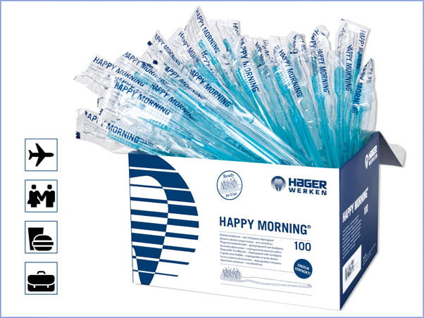 Cepillos de dientes desechables con pasta Happy Morning Cepillos de dientes desechables con pasta Happy Morning