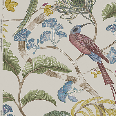 Living Branches Fabric - Ivory, Soft Olive and Yellow