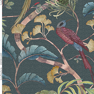 Living Branches Fabric - Dark Teal, Yellow and Olive Living Branches Fabric - Dark Teal, Yellow and Olive