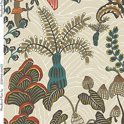 Woodland Floor Fabric - Stone and Teal Woodland Floor Fabric - Stone and Teal