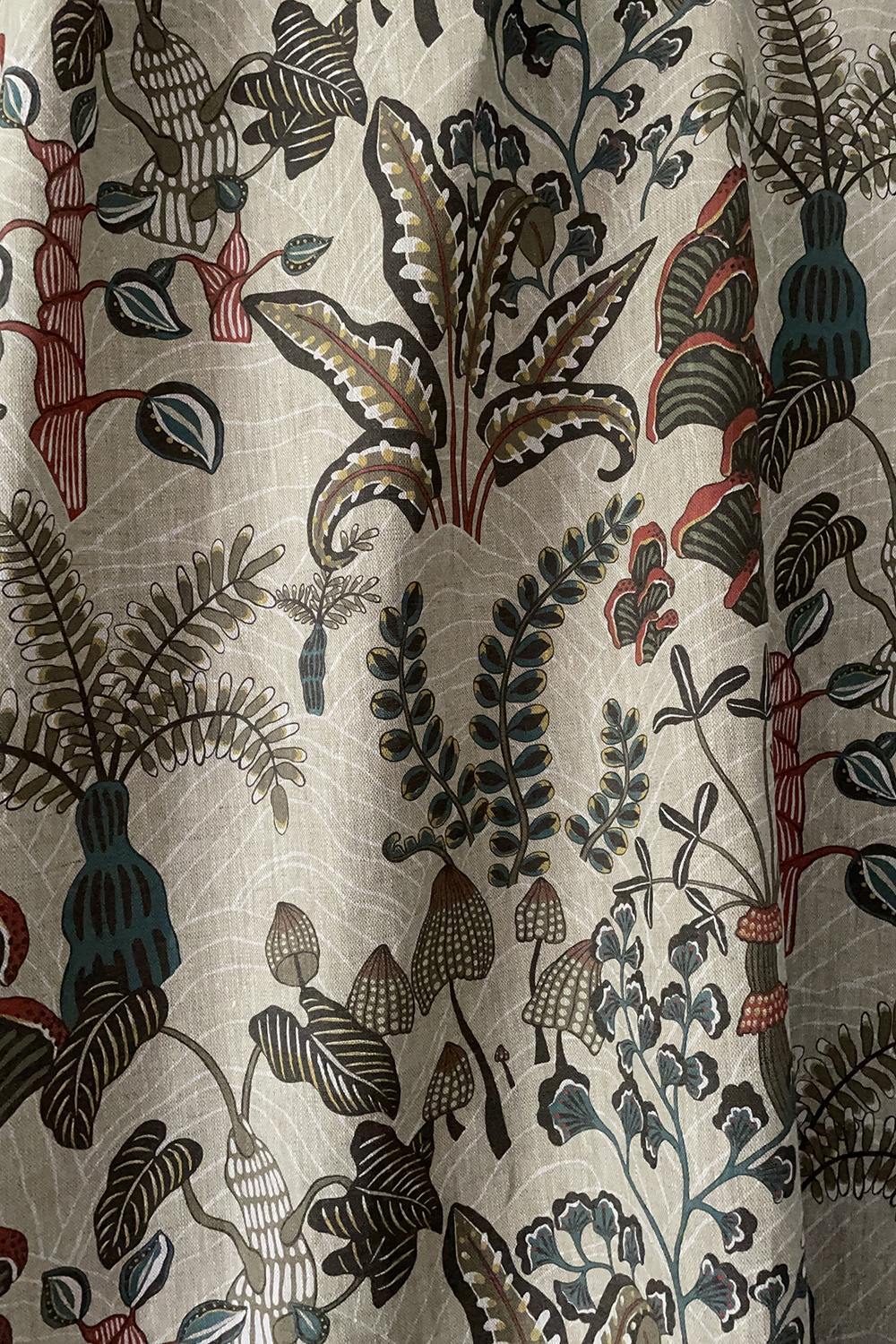 Woodland Floor Fabric - Stone and Teal Woodland Floor Fabric - Stone and Teal