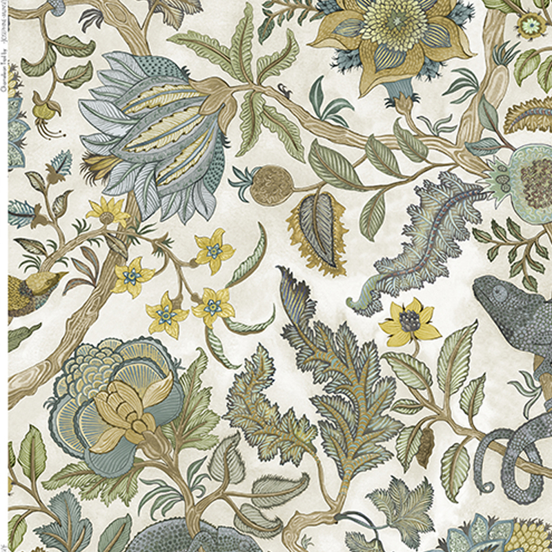 Chameleon Trail Fabric - Lemon and Light Blue