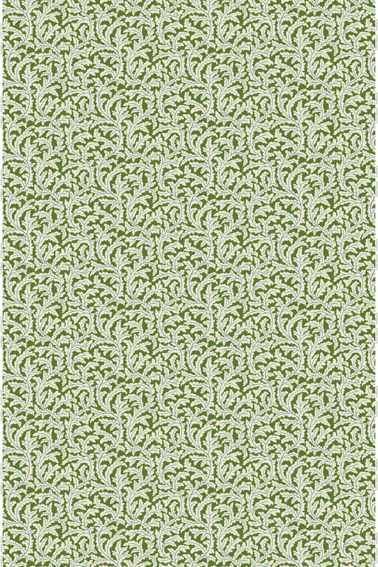 Frond Ogee Heavy Linen Fabric - Green and Blue